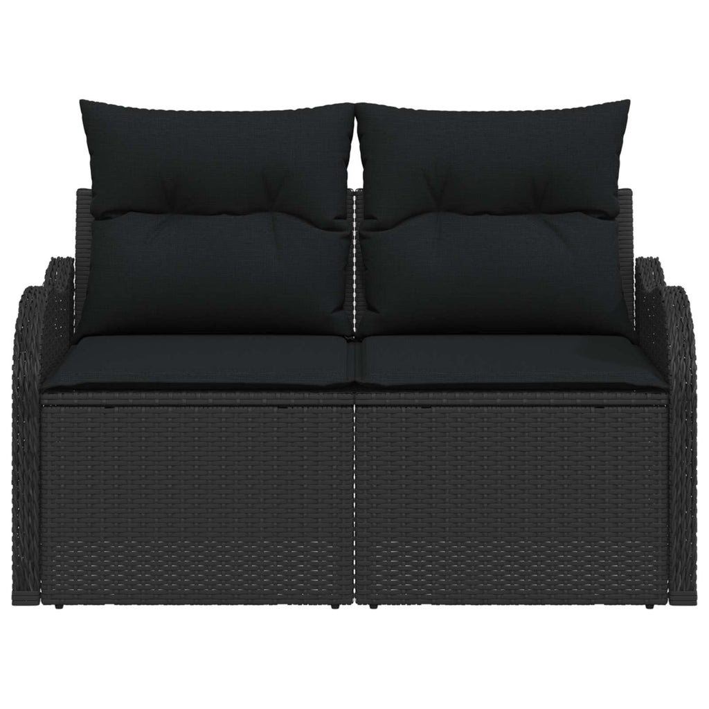 vidaXL Sofa Ogrodowa z poduszką Czarny 121 x 62 x 69cm polirattan