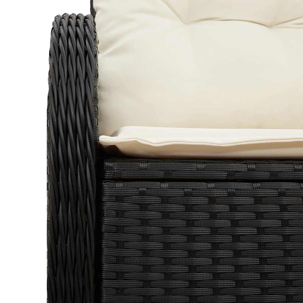 vidaXL Sofa Ogrodowa z poduszką Czarny 121 x 62 x 69cm polirattan
