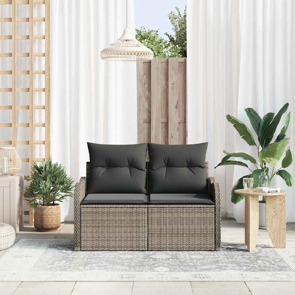vidaXL Sofa Ogrodowa z poduszką Szary 121 x 62 x 69cm polirattan