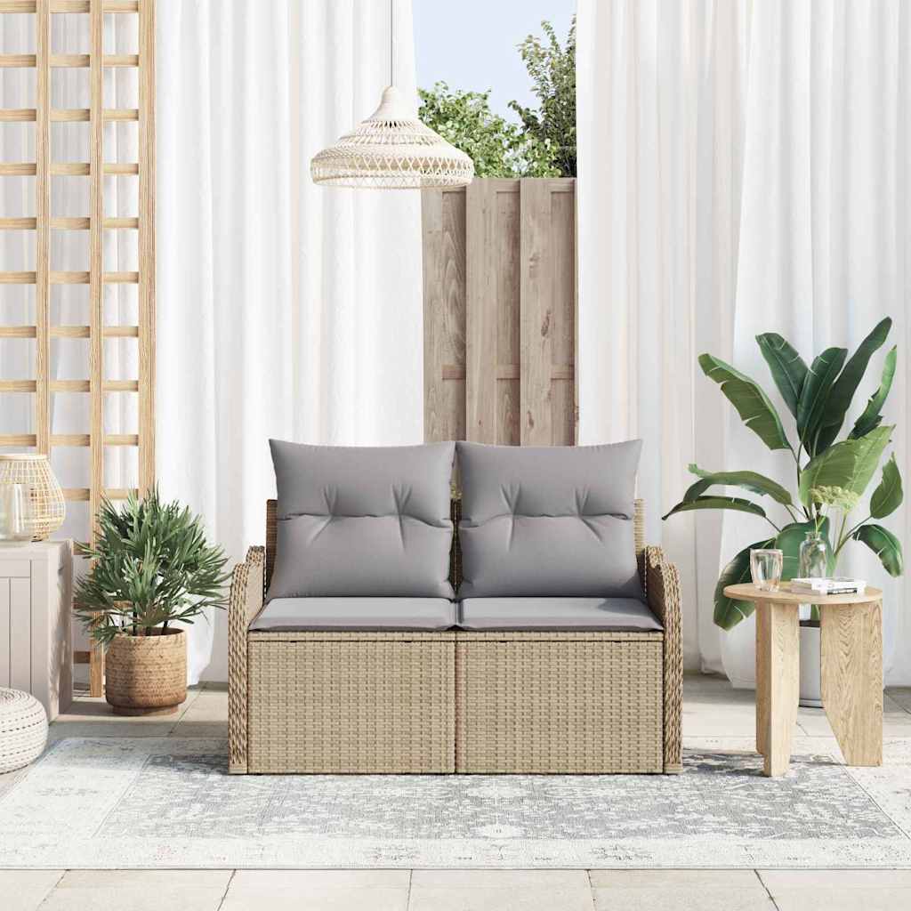 vidaXL Sofa Ogrodowa z poduszką Beżowy 121 x 62 x 69cm polirattan