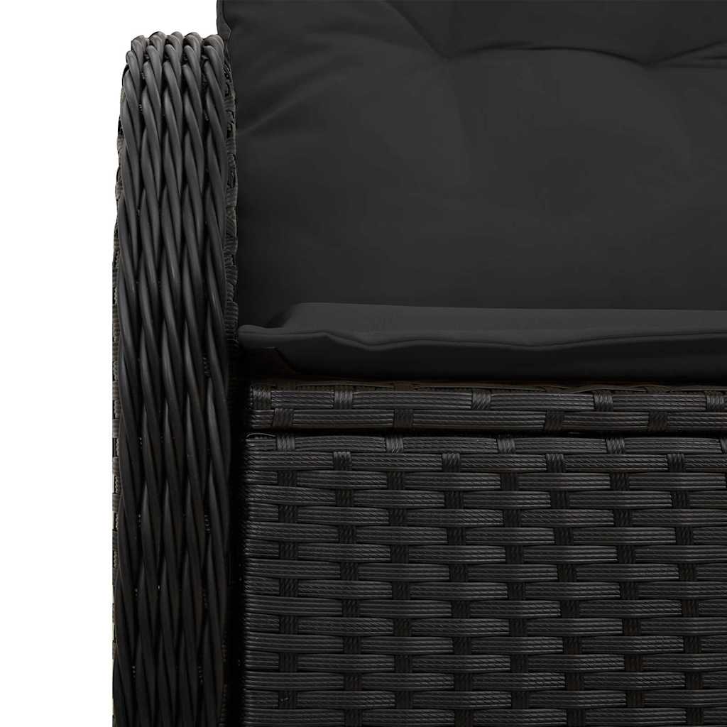 vidaXL Sofa Ogrodowa z poduszką Czarny 121 x 62 x 69cm polirattan