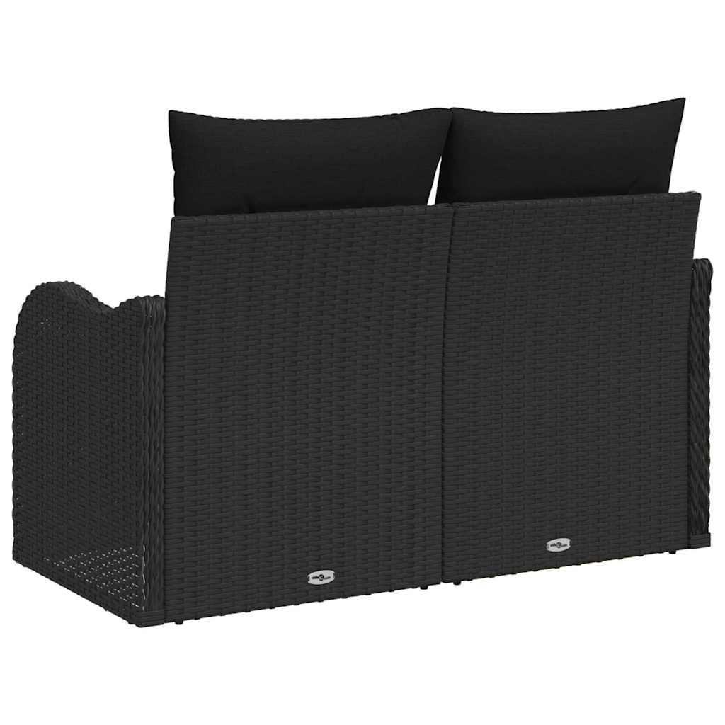 vidaXL Sofa Ogrodowa z poduszką Czarny 121 x 62 x 69cm polirattan