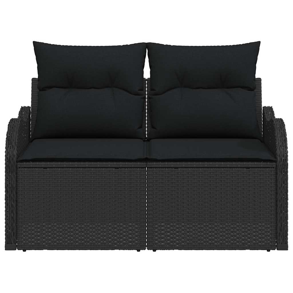 vidaXL Sofa Ogrodowa z poduszką Czarny 121 x 62 x 69cm polirattan