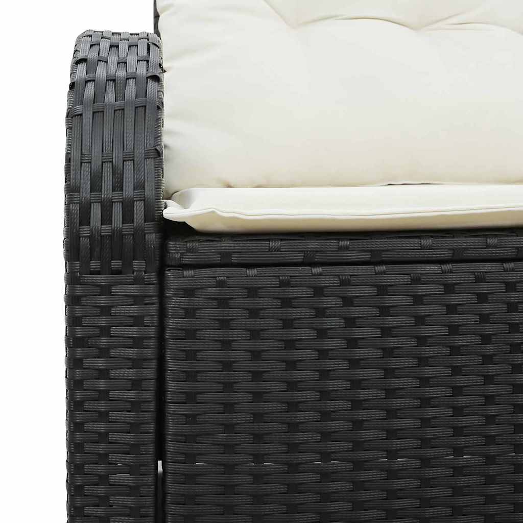 vidaXL Sofa Ogrodowa z poduszką Czarny 124 x 62 x 69 cm polirattan