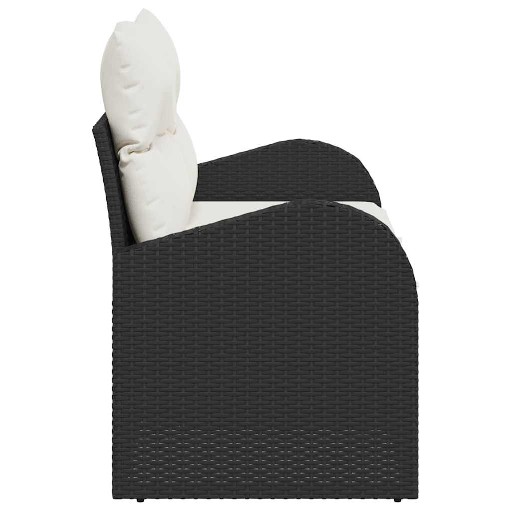 vidaXL Sofa Ogrodowa z poduszką Czarny 124 x 62 x 69 cm polirattan