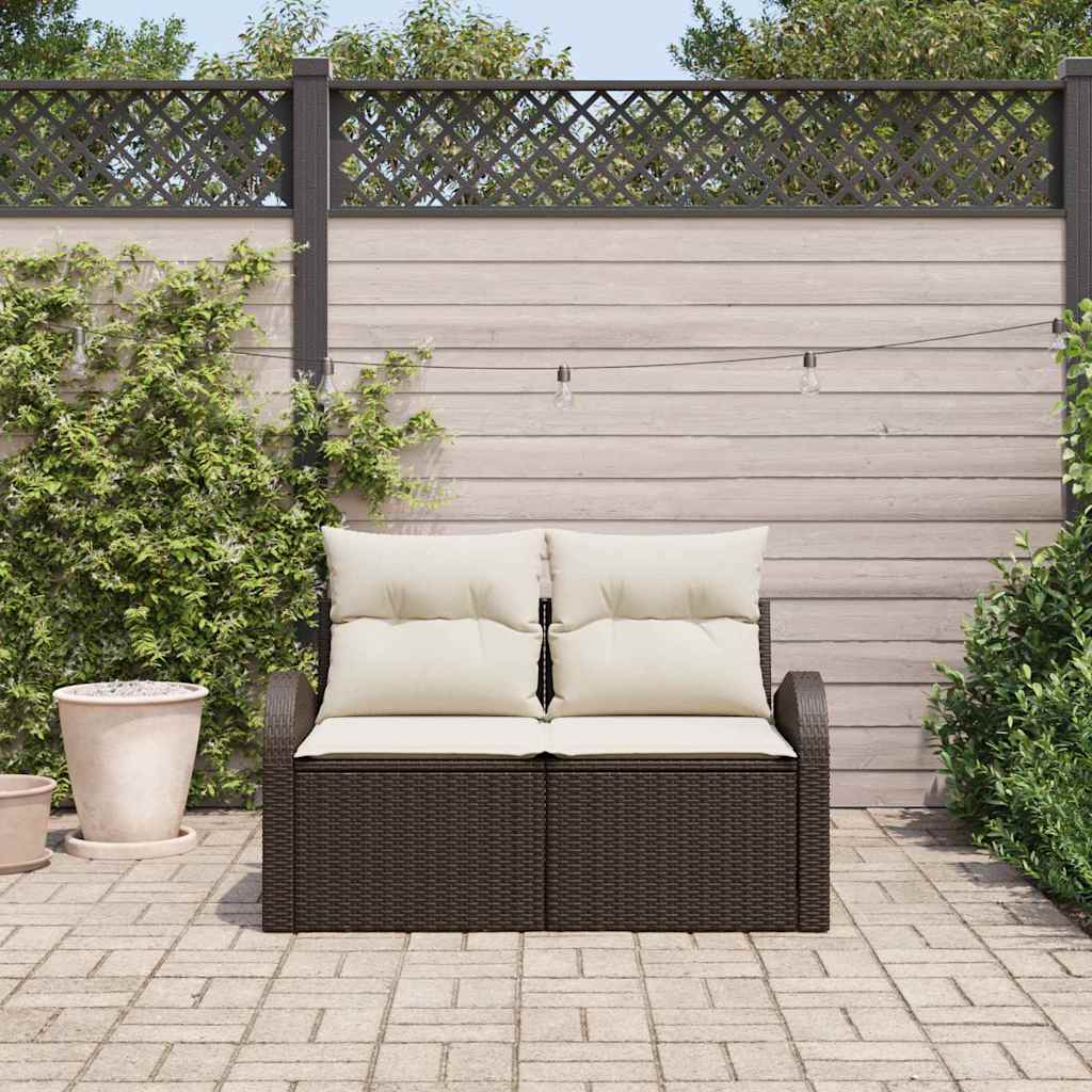 vidaXL Sofa Ogrodowa z poduszką Brązowy 124 x 62 x 69 cm polirattan