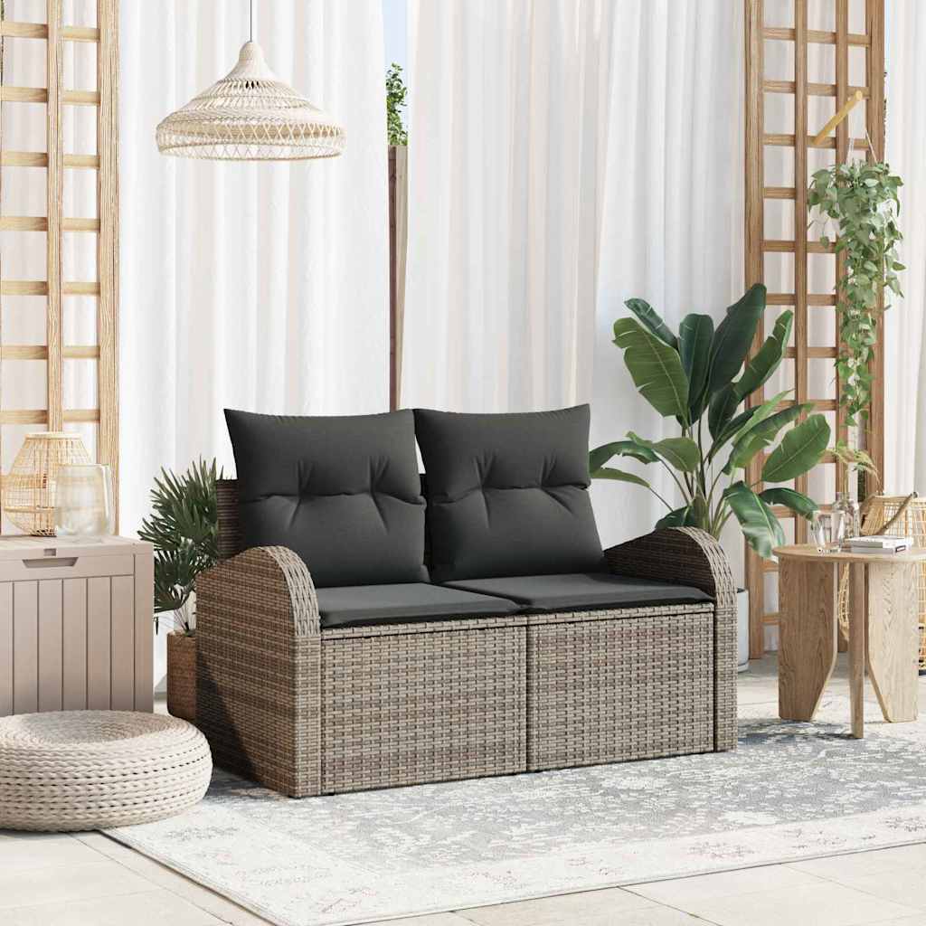vidaXL Sofa Ogrodowa z poduszką Szary 124 x 62 x 69 cm polirattan