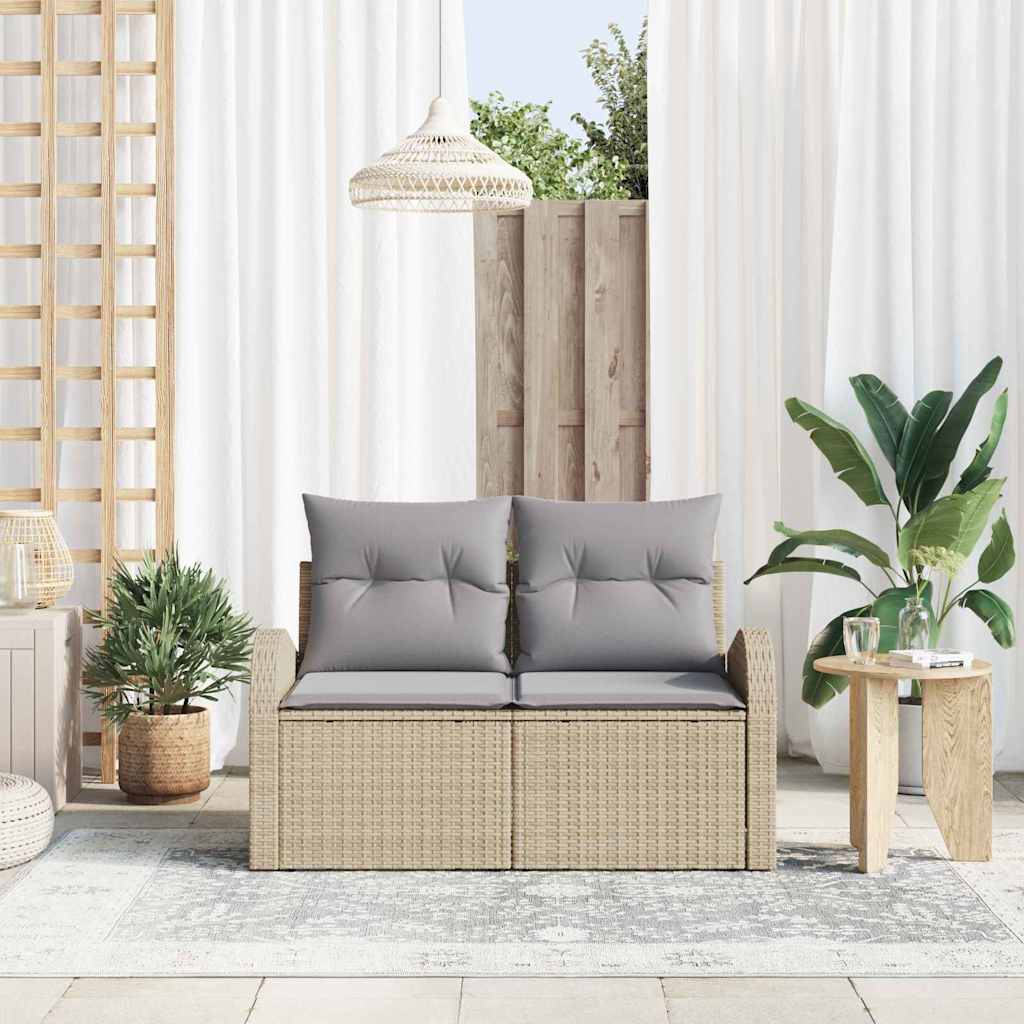 vidaXL Sofa Ogrodowa z poduszką Beżowy 124 x 62 x 69 cm polirattan