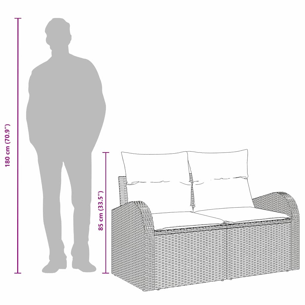 vidaXL Sofa Ogrodowa z poduszką Beżowy 124 x 62 x 69 cm polirattan