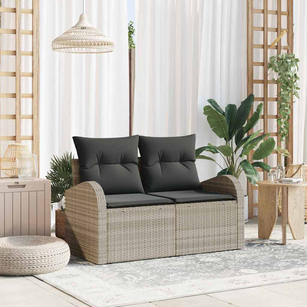 vidaXL Sofa Ogrodowa z poduszką Jasnoszary 124 x 62 x 69 cm polirattan