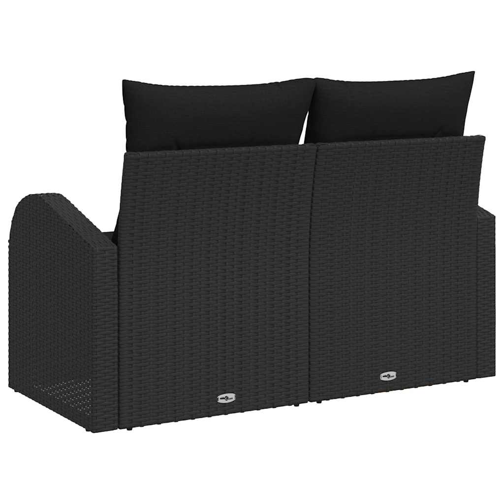 vidaXL Sofa Ogrodowa z poduszką Czarny 124 x 62 x 69 cm polirattan