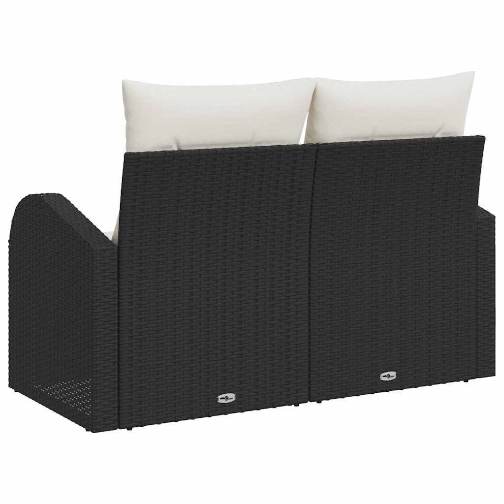 vidaXL Sofa Ogrodowa z poduszką Czarny 124 x 62 x 69 cm polirattan