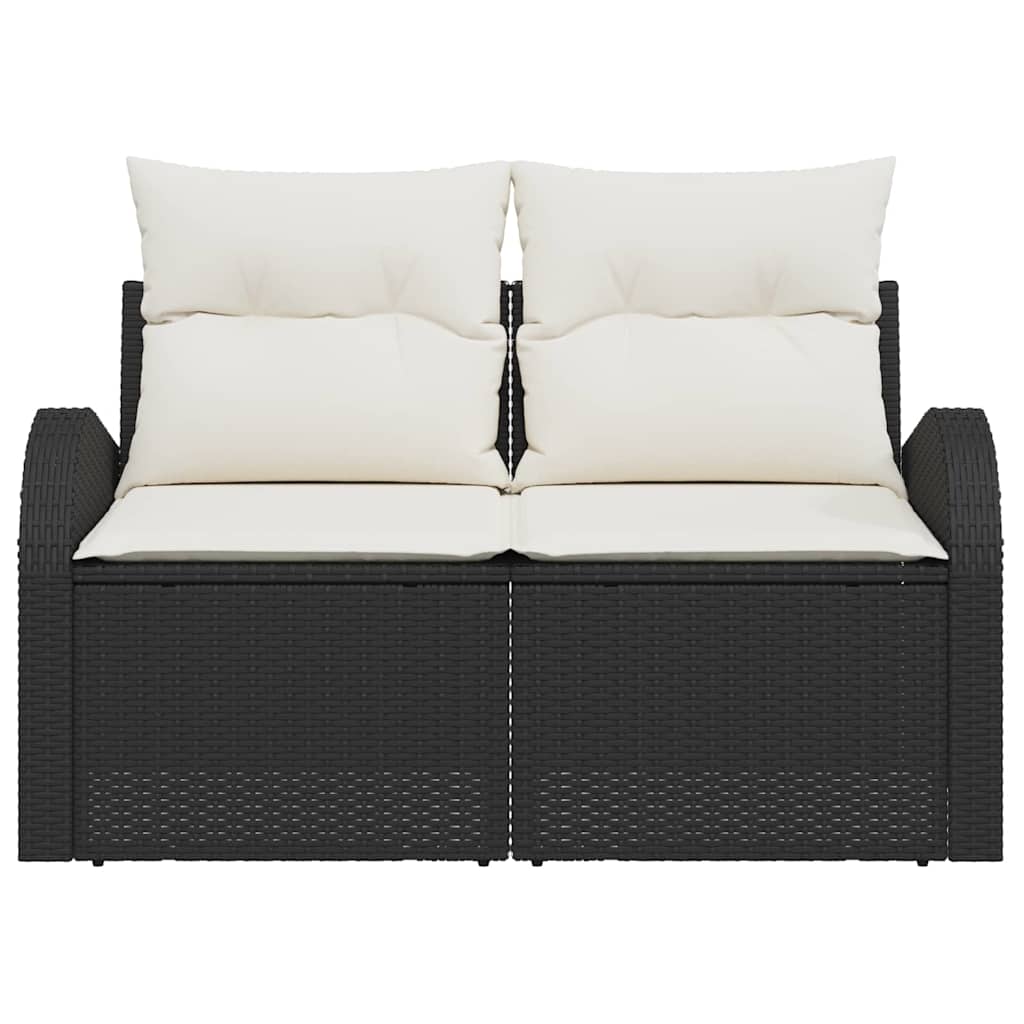 vidaXL Sofa Ogrodowa z poduszką Czarny 124 x 62 x 69 cm polirattan