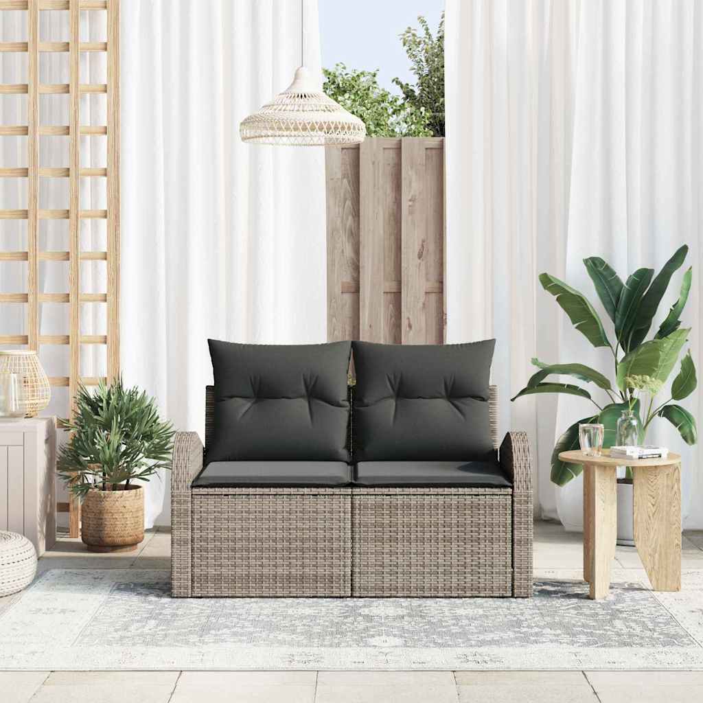 vidaXL Sofa Ogrodowa z poduszką Szary 124 x 62 x 69 cm polirattan