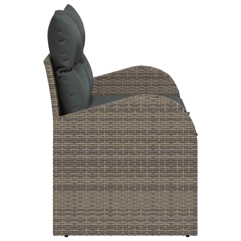 vidaXL Sofa Ogrodowa z poduszką Szary 124 x 62 x 69 cm polirattan