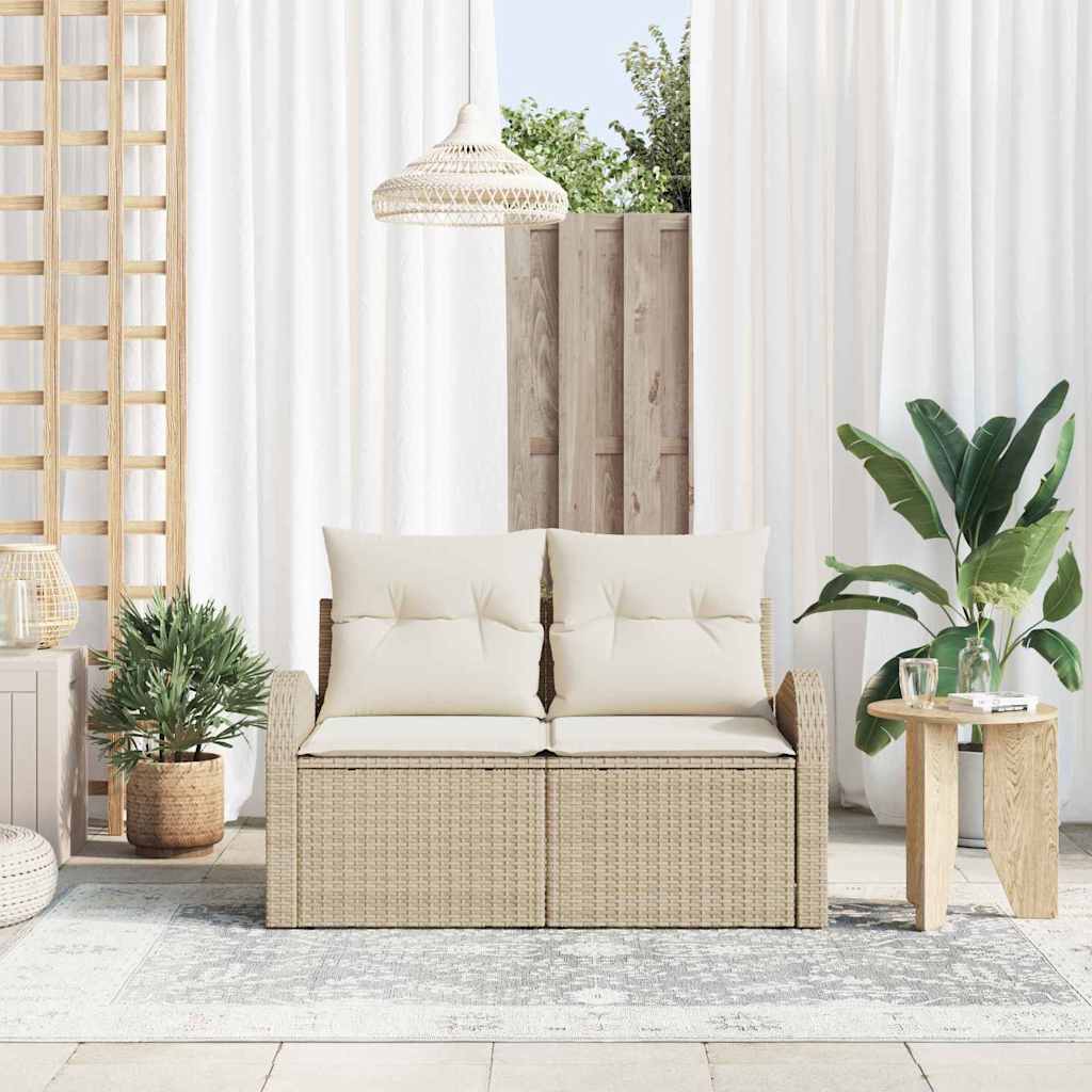 vidaXL Sofa Ogrodowa z poduszką Beżowy 124 x 62 x 69 cm polirattan