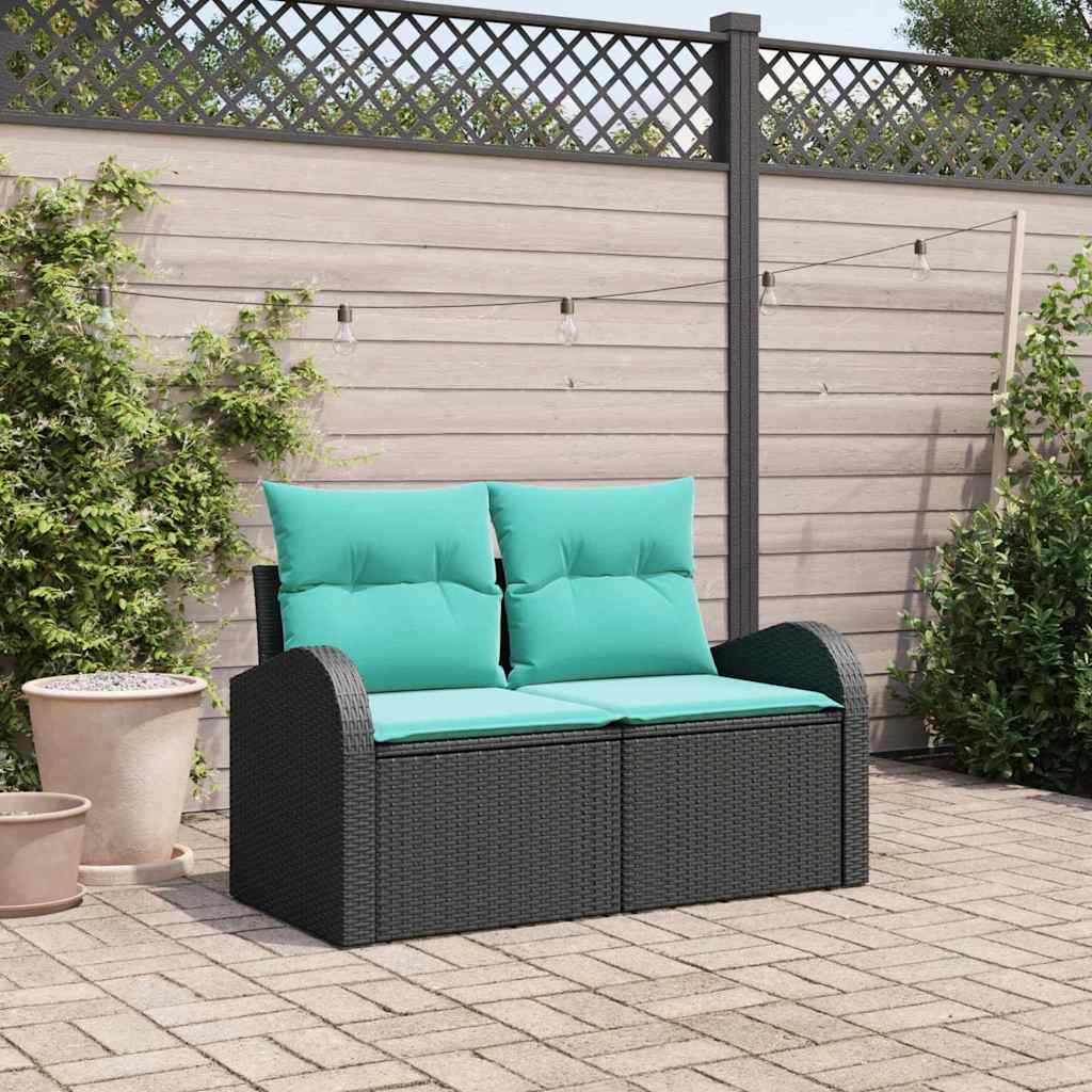vidaXL Sofa Ogrodowa Czarny 124 x 62 x 85cm polirattan