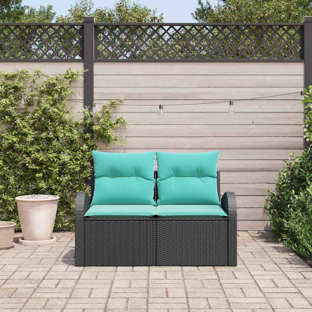 vidaXL Sofa Ogrodowa Czarny 124 x 62 x 85cm polirattan