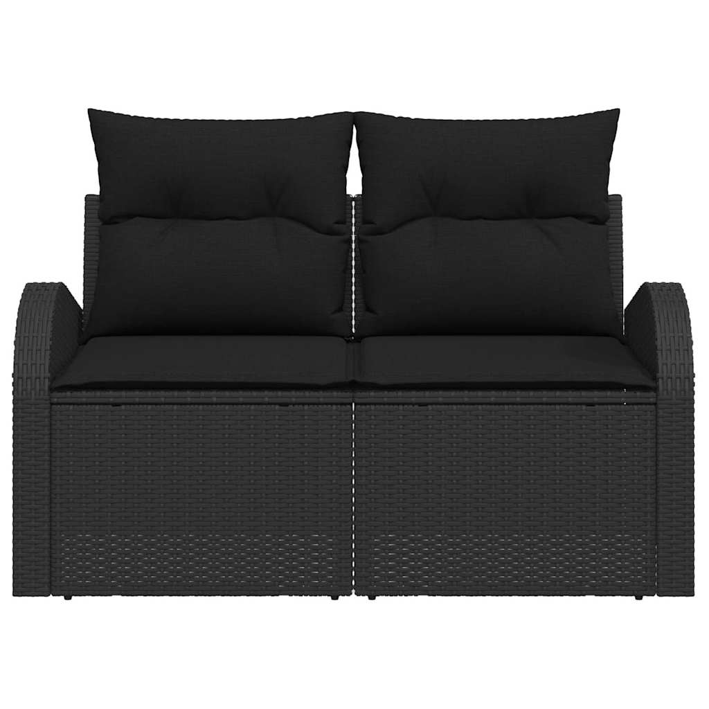 vidaXL Sofa Ogrodowa z poduszką Czarny 124 x 62 x 69 cm polirattan