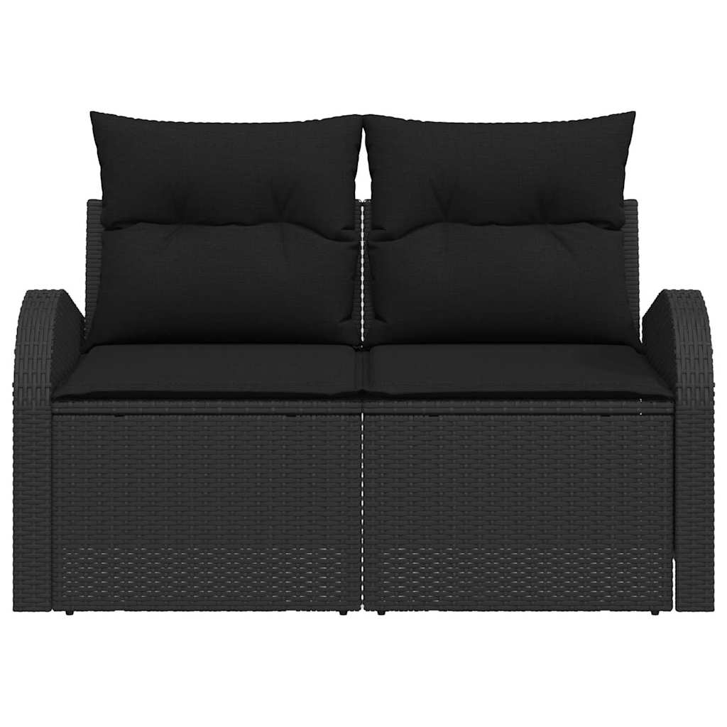 vidaXL Sofa Ogrodowa z poduszką Czarny 124 x 62 x 69 cm polirattan