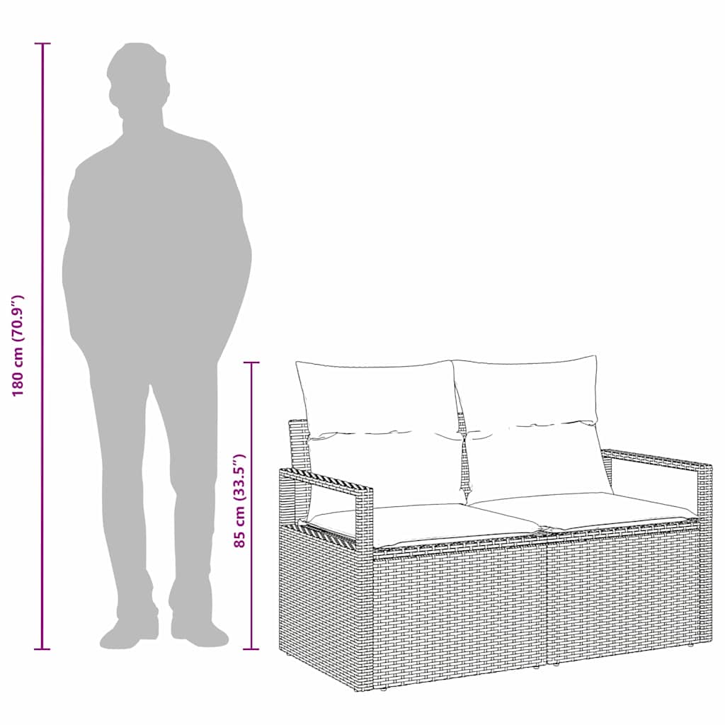 vidaXL Sofa Ogrodowa z poduszką 120 x 62 x 69 cm polirattan