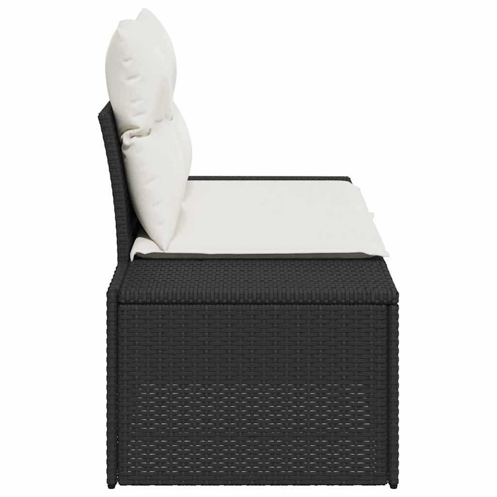 vidaXL Sofa Ogrodowa z poduszką Czarny 184 x 62 x 69 cm polirattan