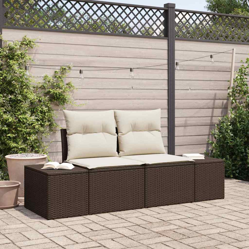 vidaXL Sofa Ogrodowa z poduszką Brązowy 184 x 62 x 69 cm polirattan