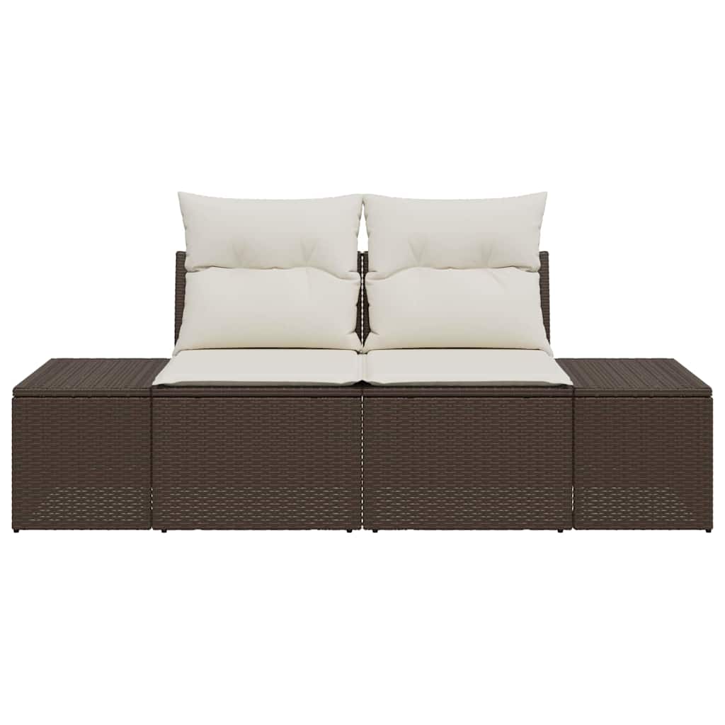 vidaXL Sofa Ogrodowa z poduszką Brązowy 184 x 62 x 69 cm polirattan