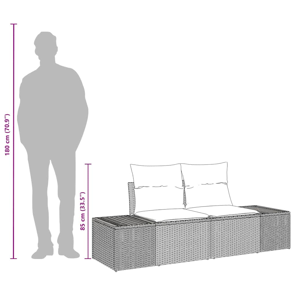 vidaXL Sofa Ogrodowa z poduszką Brązowy 184 x 62 x 69 cm polirattan