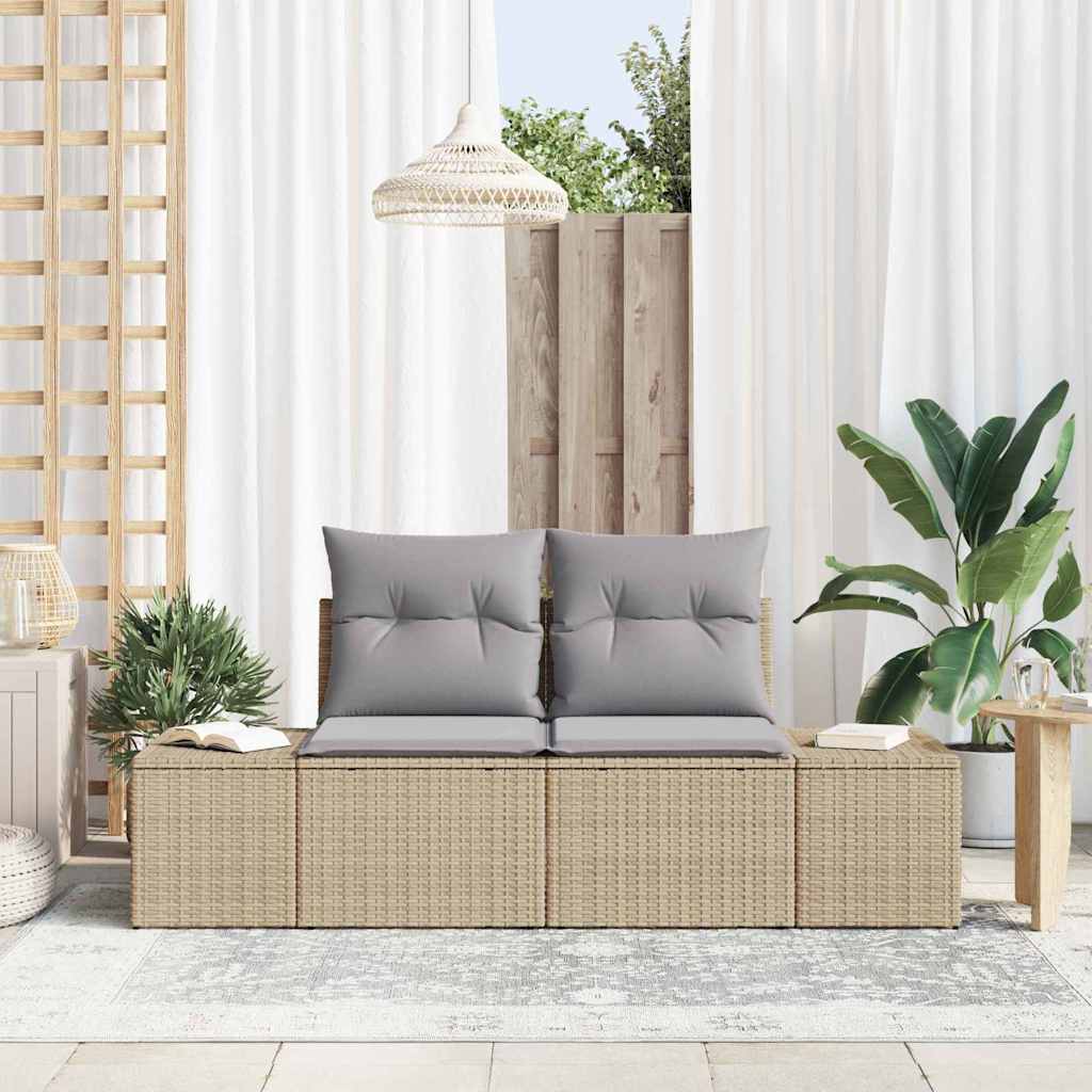 vidaXL Sofa Ogrodowa z poduszką Beżowy 184 x 62 x 69 cm polirattan