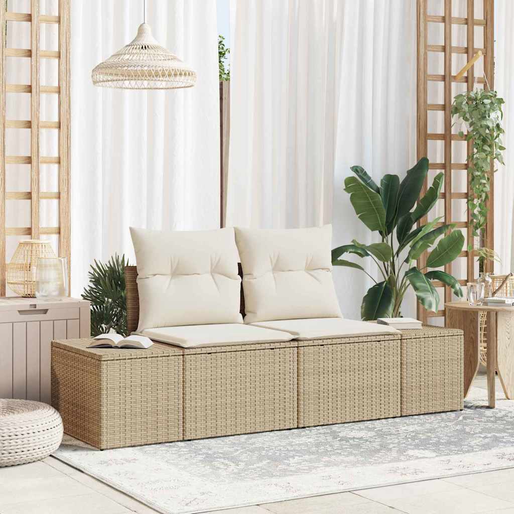 vidaXL Sofa Ogrodowa z poduszką Beżowy 184 x 62 x 69 cm polirattan