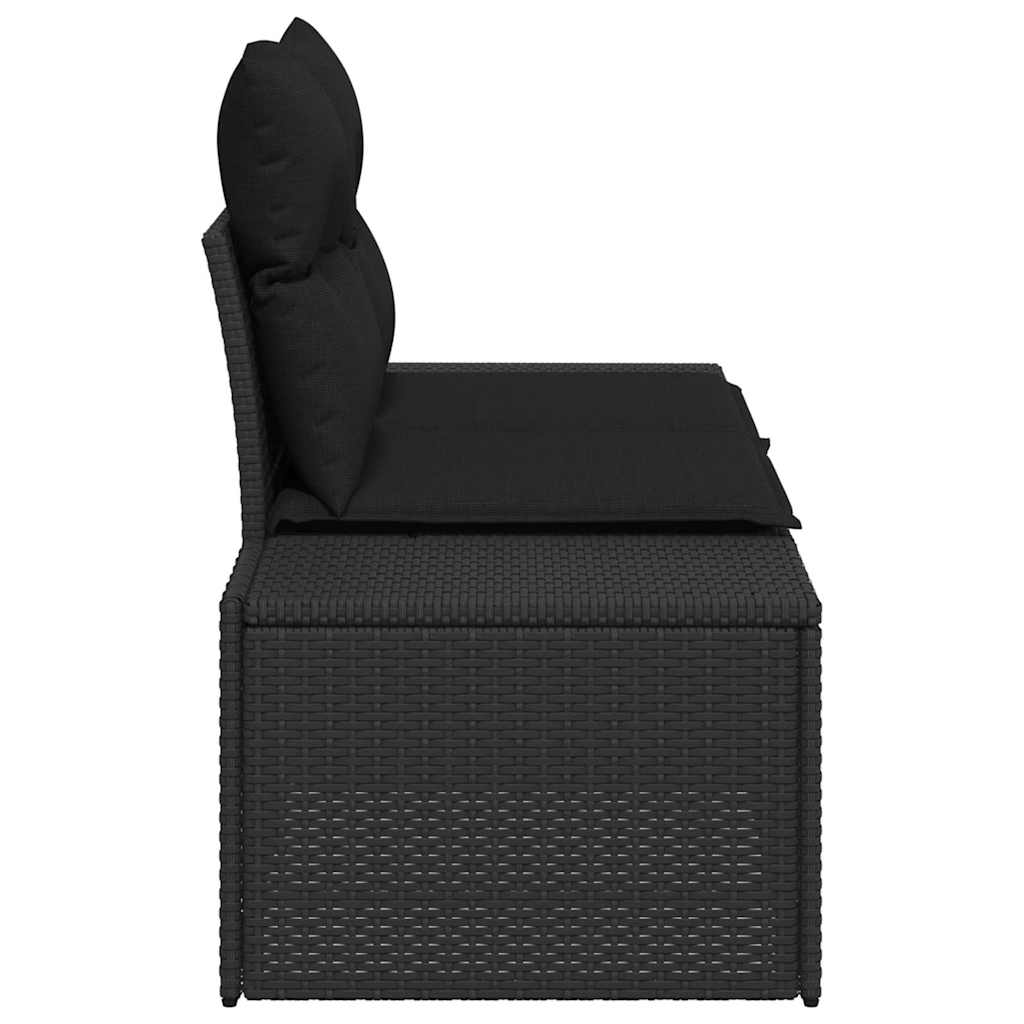 vidaXL Sofa Ogrodowa z poduszką Czarny 184 x 62 x 69 cm polirattan