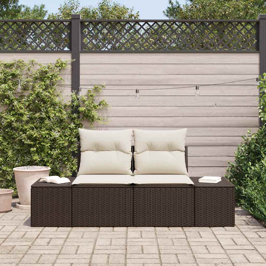 vidaXL Sofa Ogrodowa z poduszką Brązowy 184 x 62 x 69 cm polirattan