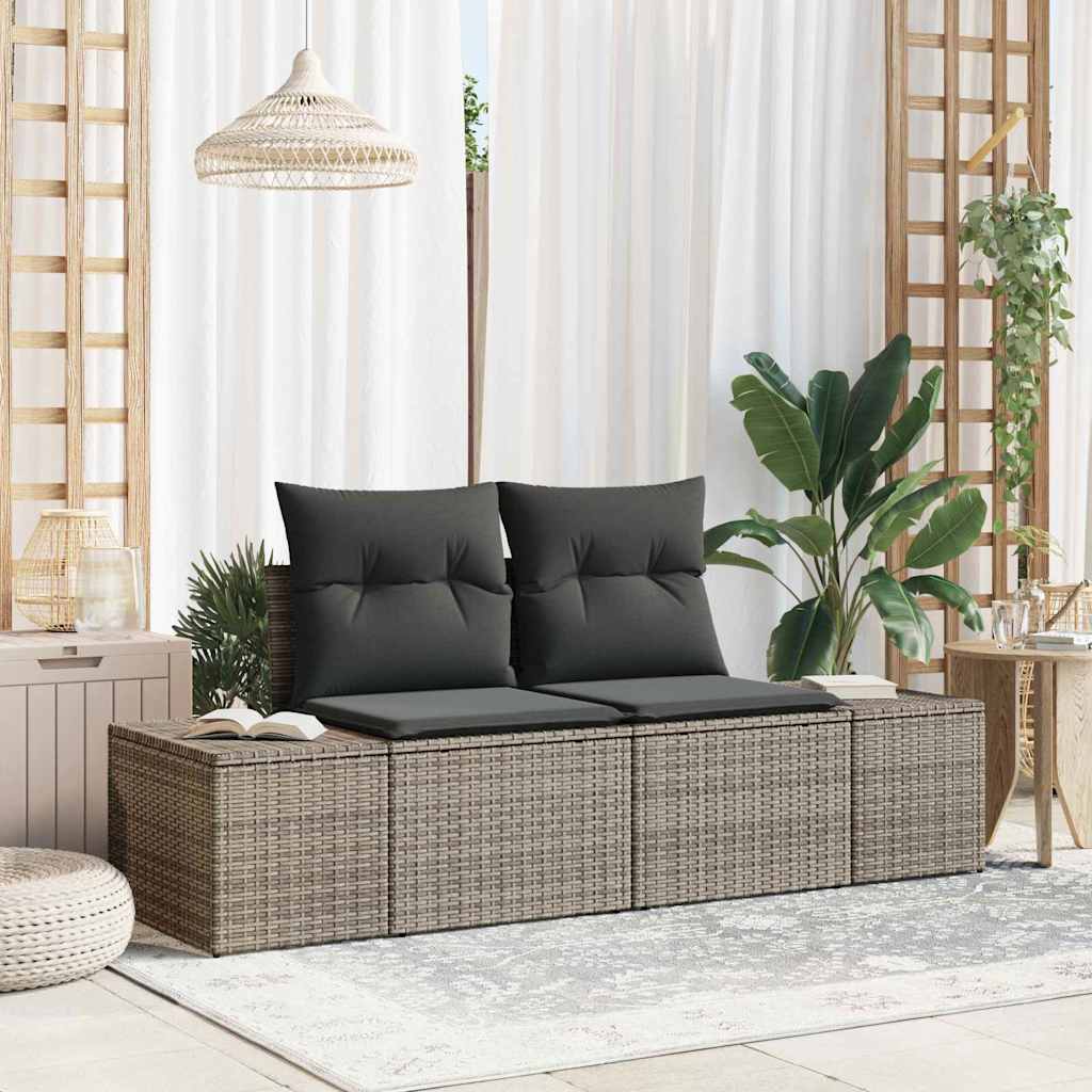 vidaXL Sofa Ogrodowa z poduszką Szary 184 x 62 x 69 cm polirattan
