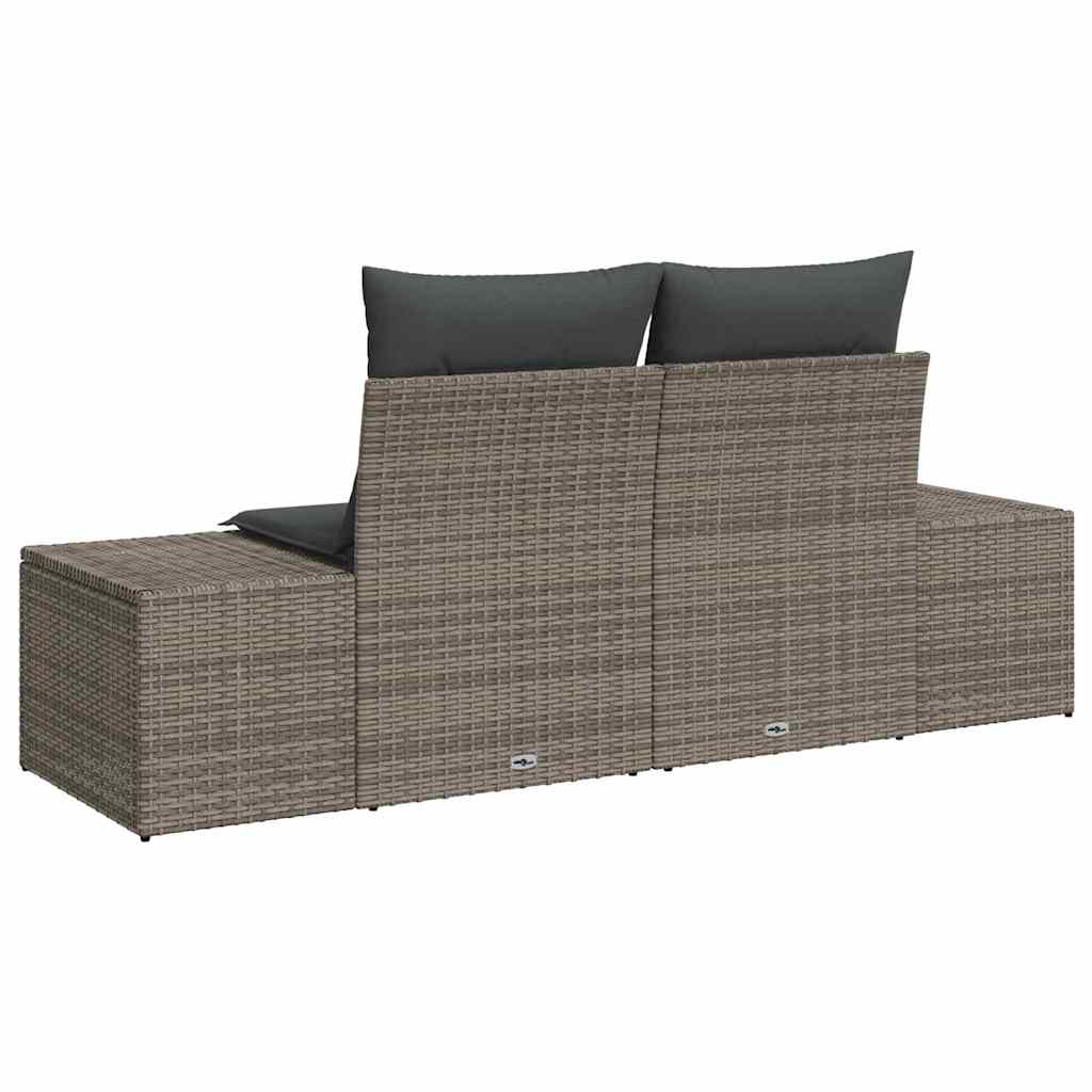 vidaXL Sofa Ogrodowa z poduszką Szary 184 x 62 x 69 cm polirattan
