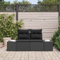 vidaXL Sofa Ogrodowa z poduszką Czarny 184 x 62 x 69 cm polirattan