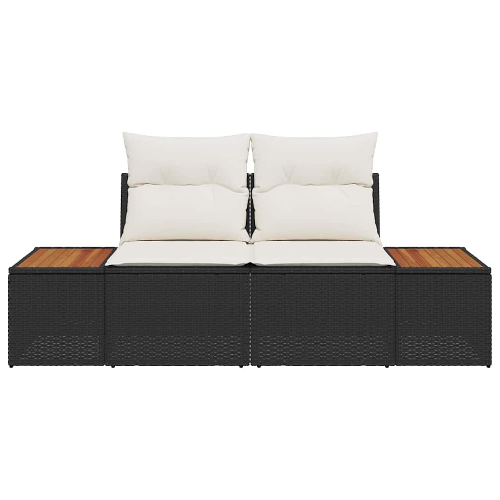 vidaXL Sofa Ogrodowa Czarny 184 x 62 x 85cm polirattan
