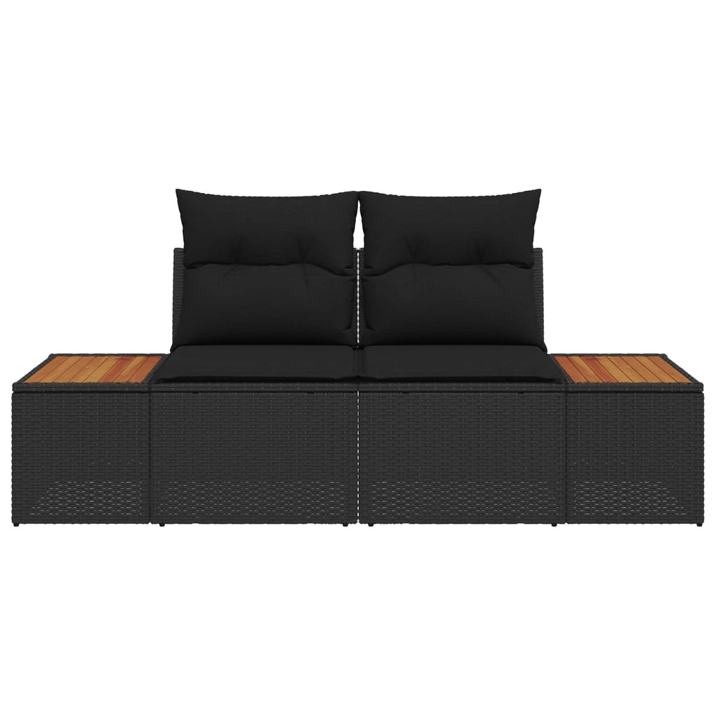 vidaXL Sofa Ogrodowa Czarny 184 x 62 x 85cm polirattan