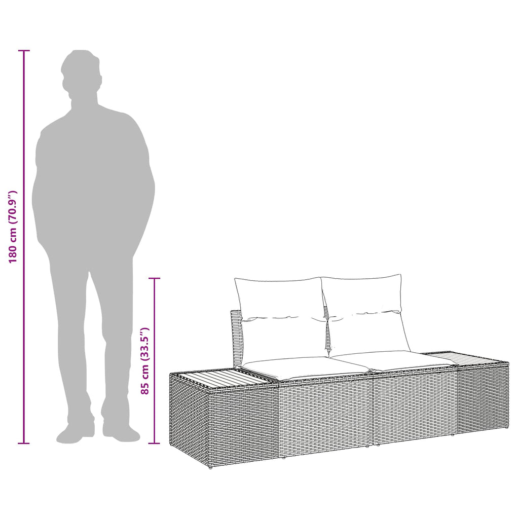 vidaXL Sofa Ogrodowa Czarny 184 x 62 x 85cm polirattan