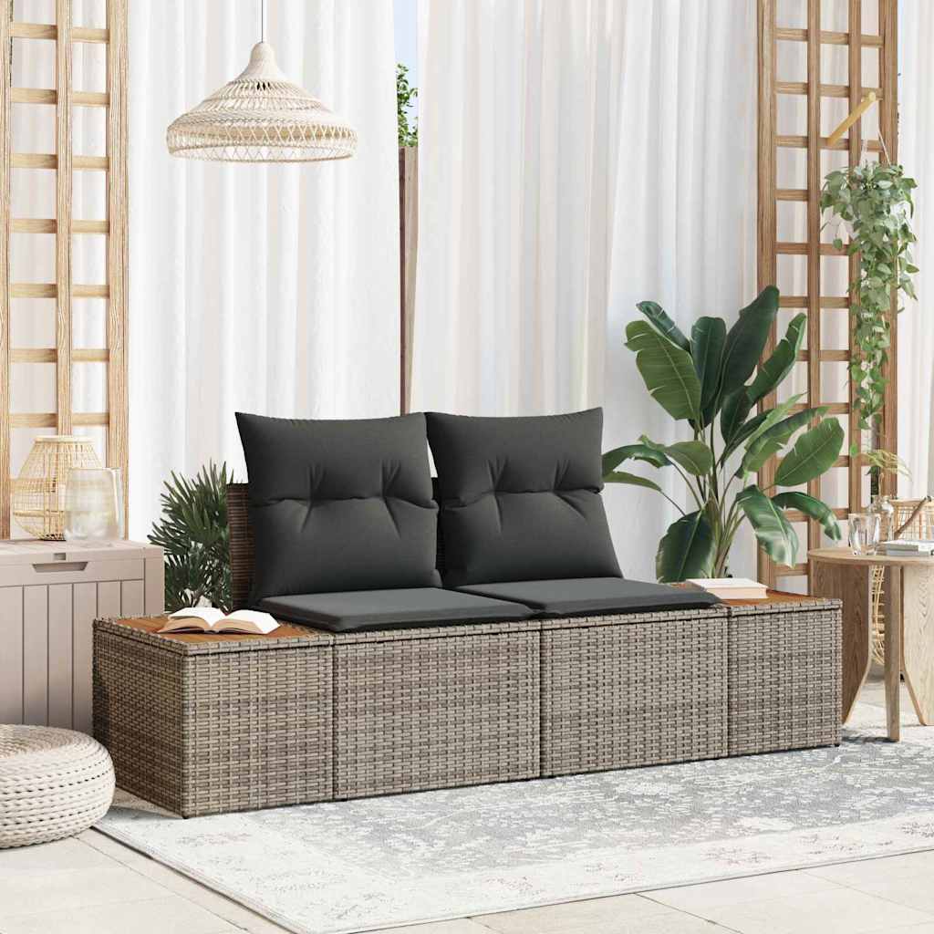 vidaXL Sofa Ogrodowa Szary 184 x 62 x 85cm polirattan