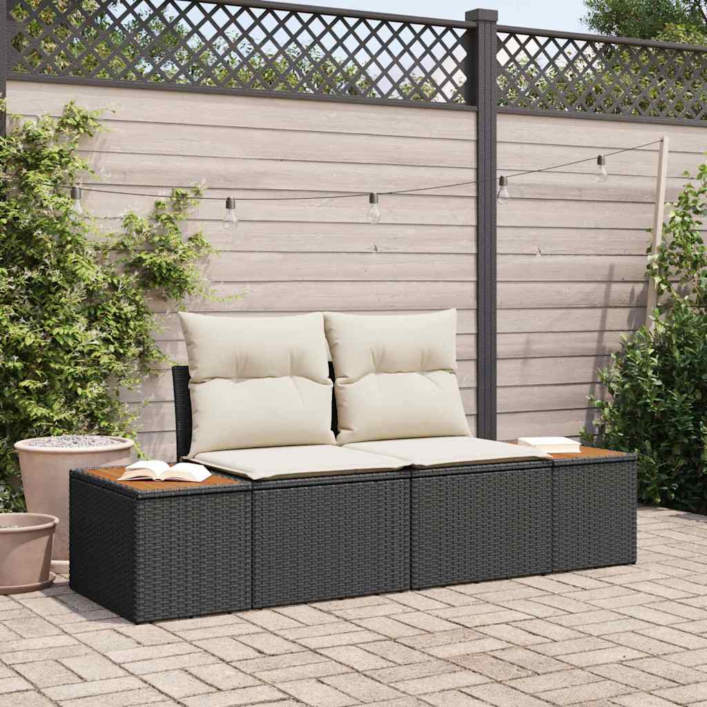 vidaXL Sofa Ogrodowa Czarny 184 x 62 x 85cm polirattan