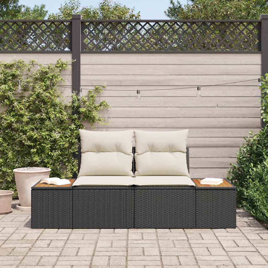 vidaXL Sofa Ogrodowa Czarny 184 x 62 x 85cm polirattan