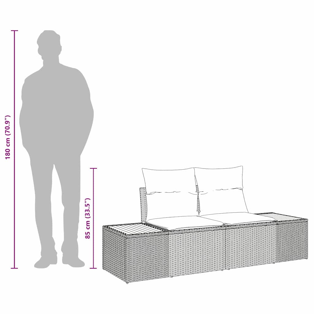 vidaXL Sofa Ogrodowa Czarny 184 x 62 x 85cm polirattan