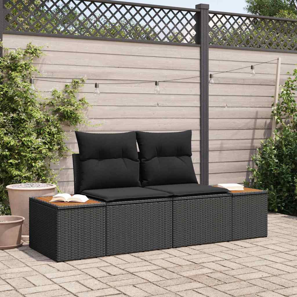 vidaXL Sofa Ogrodowa Czarny 184 x 62 x 85cm polirattan