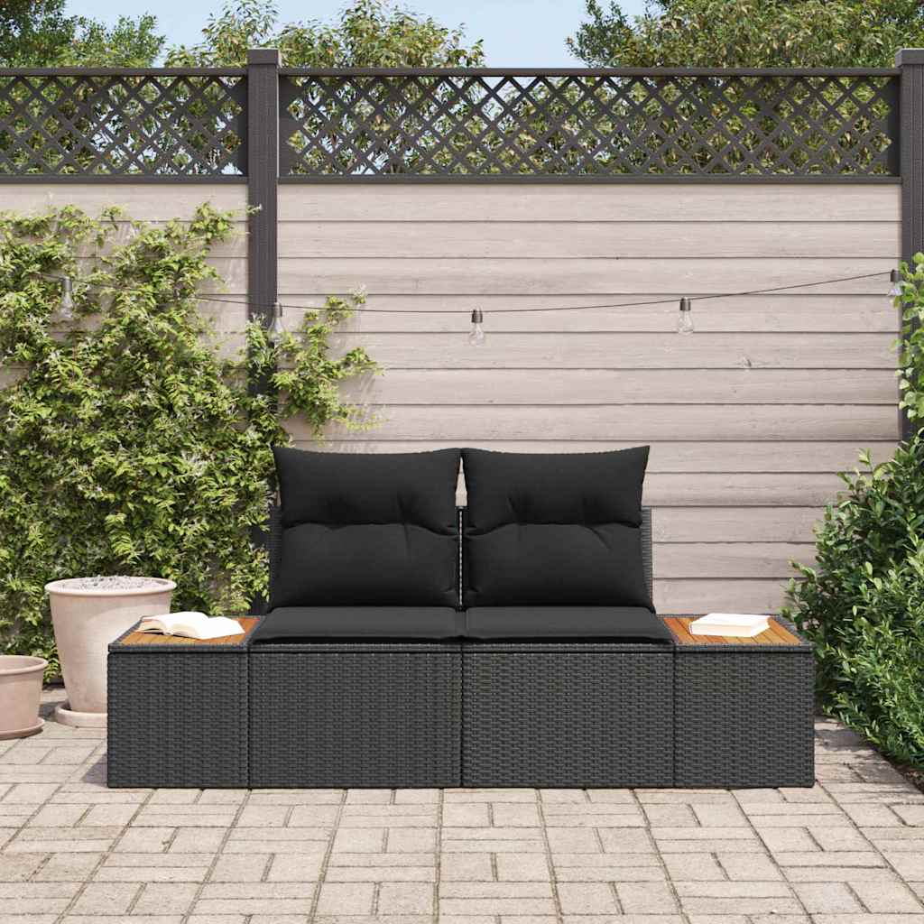 vidaXL Sofa Ogrodowa Czarny 184 x 62 x 85cm polirattan