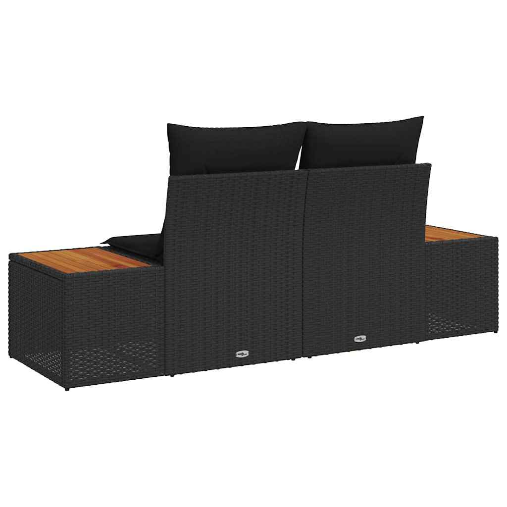 vidaXL Sofa Ogrodowa Czarny 184 x 62 x 85cm polirattan