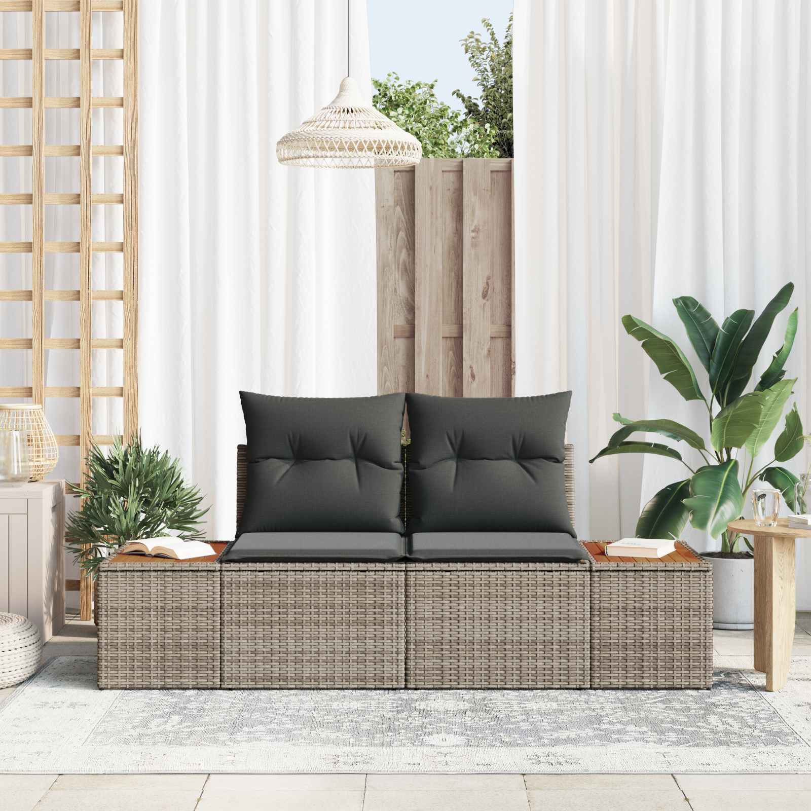 vidaXL Sofa Ogrodowa Szary 184 x 62 x 85cm polirattan