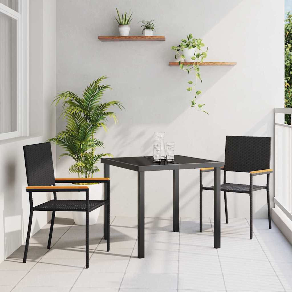 vidaXL Zestaw krzeseł ogrodowych 2 pcs Czarny i Brązowy
