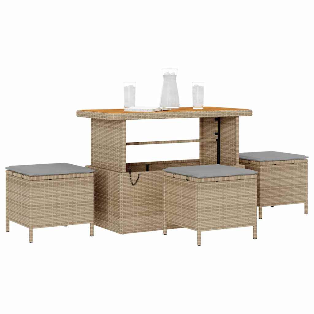 vidaXL Zestaw do jadalni w ogrodzie Beżowy polirattan