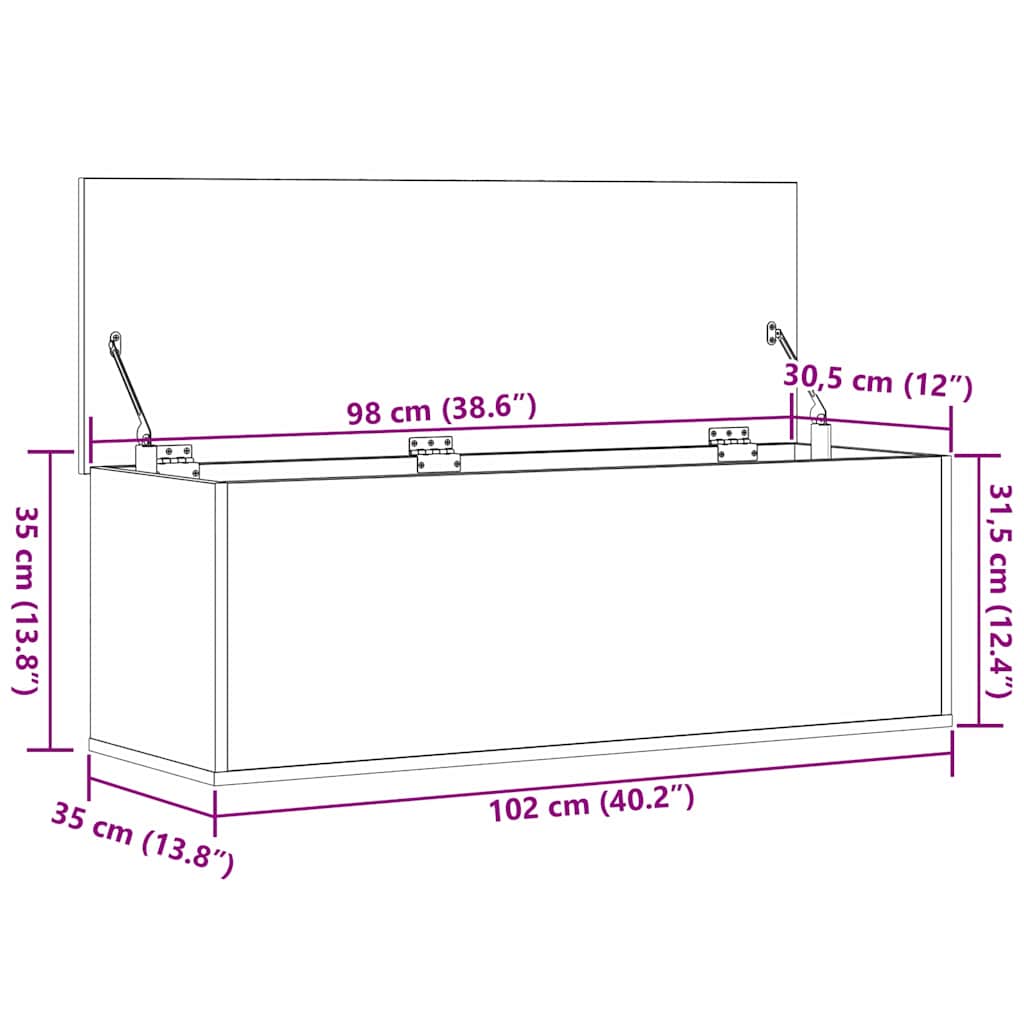 vidaXL Skrzynia do przechowywania Dąb rzemieślniczy 102 x 35 x 35 cm